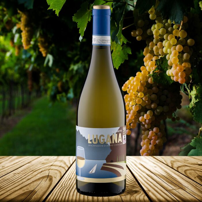 Aromen von Pfirsich, Zitrone und grünen Früchten vereinen sich im 2024 Lugana Laghetto zu einem frischen, mineralischen Weißwein mit lebendiger Säure.