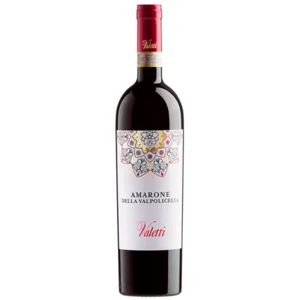 Entdecken Sie den 2019 Amarone della Valpolicella DOCG von Valetti Bardolino, einen vollmundigen Rotwein mit intensiven Aromen und einem reichen, komplexen Geschmacksprofil.