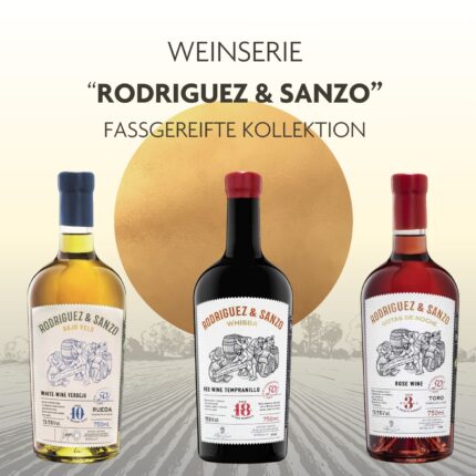 Entdecke die Weinserie Rodriguez und Sanzo Fassgereifte Kollektion mit dem 2020 Whisba Tempranillo, 2020 Bajo Velo und 2022 Gotas De Noche. Diese Auswahl bietet fassgereifte Weine mit einzigartigen Aromen und Geschmacksnoten, perfekt für Genießer und Weinliebhaber.