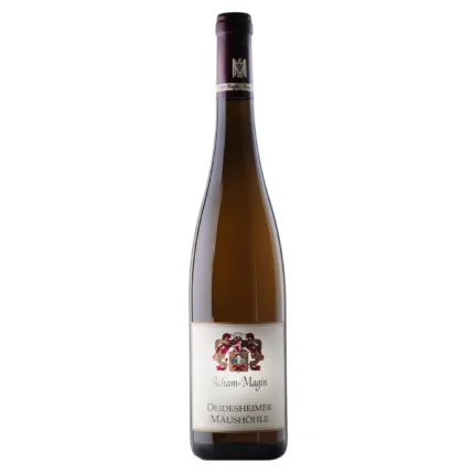 2021 Riesling Deidesheimer Mäushöhle aus der Lage Deidesheimer Mäushöhle vom Weingut Acham-Magin. Mit eleganter einem Hauch Minze aber trotzdem ein klassischer trockener Riesling.