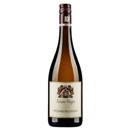 Entdecke den 2022 Weissburgunder trocken von Weingut Acham-Magin. Ein cremiger Weißwein mit Birnenaroma und Bananennuancen, perfekt für Weinliebhaber.