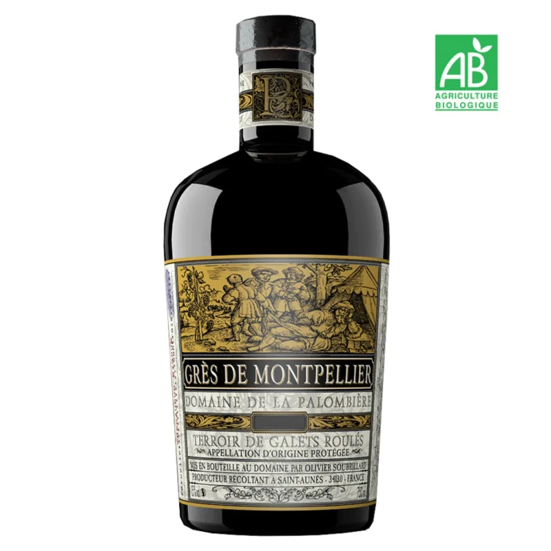 Erlebe den 2022 Gres de Montpellier trocken von Domaine de la Palombière, einen vollmundigen Bio-Rotwein mit Aromen von roten und schwarzen Beeren.