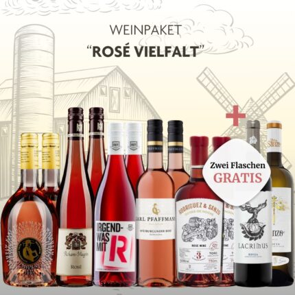 Entdecke unser Weinpaket Rosé Vielfalt 10+2: Zehn exzellente Weine kaufen, zwölf genießen. Perfekt für Liebhaber deutsch-spanischer Weinvielfalt.