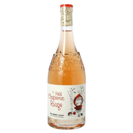 Ein Glas Le petit chaperon rouge Roséwein aus AOP Pic Saint-Loup, perfekt als erfrischender Sommerwein.