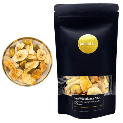 Entdecke (W)einklang No. 4 – die Nussmischung für cremige und kraftvolle Weißweine von Jallaldor. Perfekt für Sauvignon Blanc und andere kräftige Weißweine.