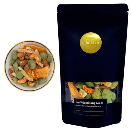 Entdecke Weinklang No. 2 – die Nussmischung für feinherbe Weißweine von Jallaldor. Perfekt abgestimmt auf Weine mit einer größeren Restsüße. Erfahre mehr über dieses einzigartige Foodpairing.