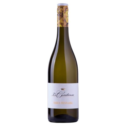 Der Marca Trevigiana Vino Frizzante von Le Contesse verführt mit Aromen von Äpfeln, Birnen und weißen Blüten. Ein erfrischender Perlwein, perfekt als Aperitif.
