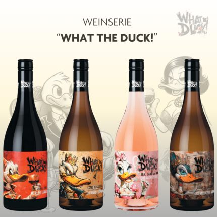 Entdecke die „What the Duck!“ Weinserie: Vier Weine aus Côtes de Gascogne mit humorvollen Enten-Etiketten und einem Geschmackserlebnis, das begeistert!