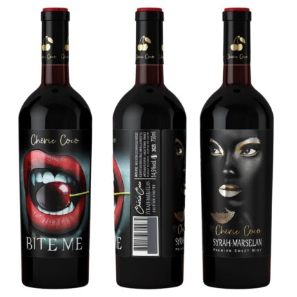 Flasche Chérie Coco Syrah-Marselan von Vignobles Vellas mit extravagantem Doppeldesign