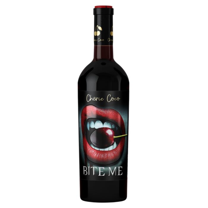Flasche Chérie Coco Bite Me Syrah-Marselan auf weißem Hintergrund