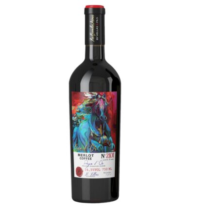 Crin d’Or Merlot Coffee Flasche von Vignobles Vellas mit Künstleretikett