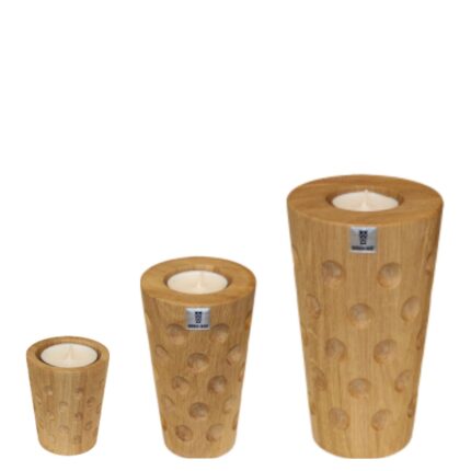 Dubbe-Teelichthalter aus Eichenholz in Mini, Viertel & Schobbe