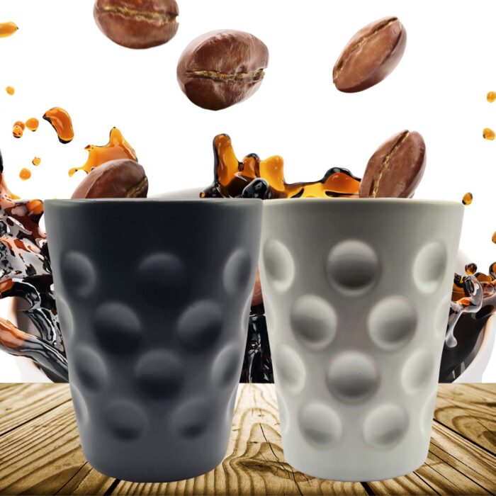 Dubbebecher aus Keramik schwarz oder weiß, 0,25 L