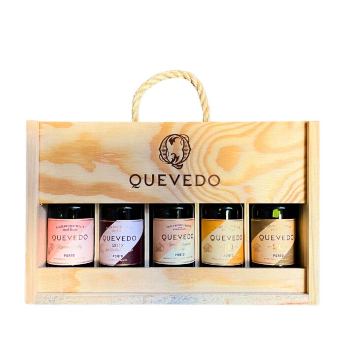 Quevedo Portwein Geschenkset mit 5 Miniaturen in Holzbox