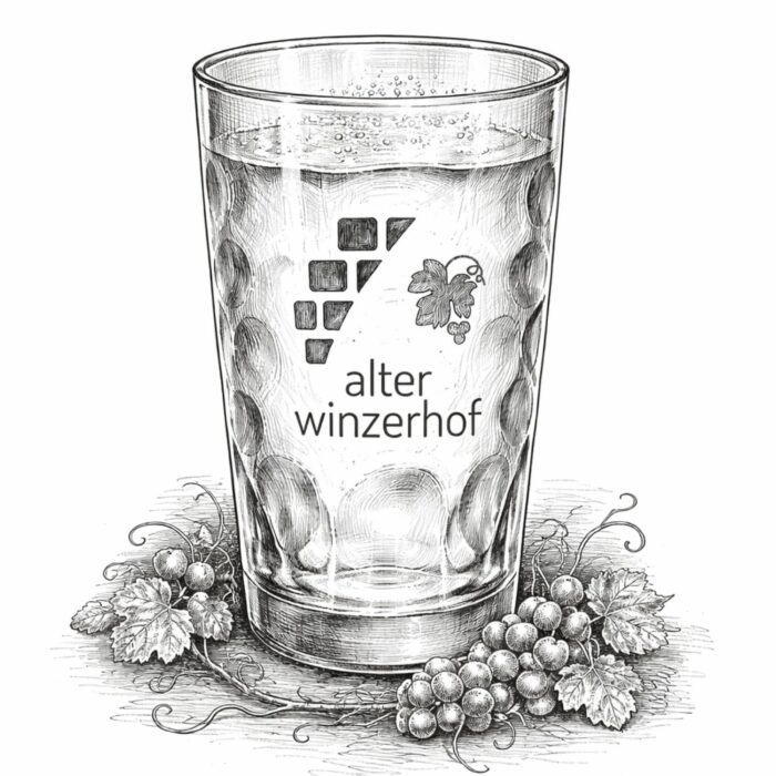 Dubbeglas Alter Winzerhof, 0,5 l mit Logo „Alter Winzerhof“
