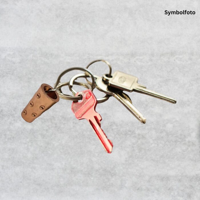 Dubbeglas Schlüsselanhänger aus Stahl – Kupfer