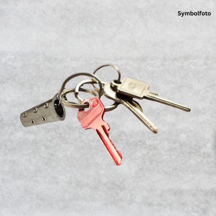 Dubbeglas Schlüsselanhänger aus Stahl – silber