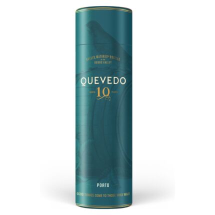 Geschenkverpackung Quevedo White Port 10 Jahre Tube für Quevedo – grüne Dose mit Goldprägung