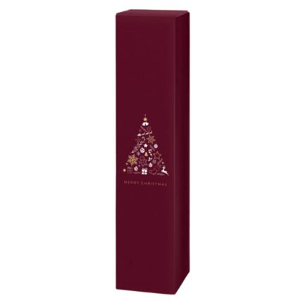 1er Geschenkkarton Christmas Tree rot für Weinflaschen