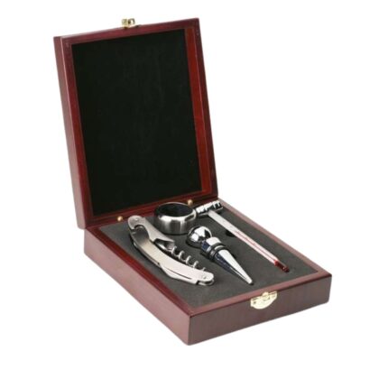Weinzubehörset in Holzbox mit Korkenzieher und Zubehör