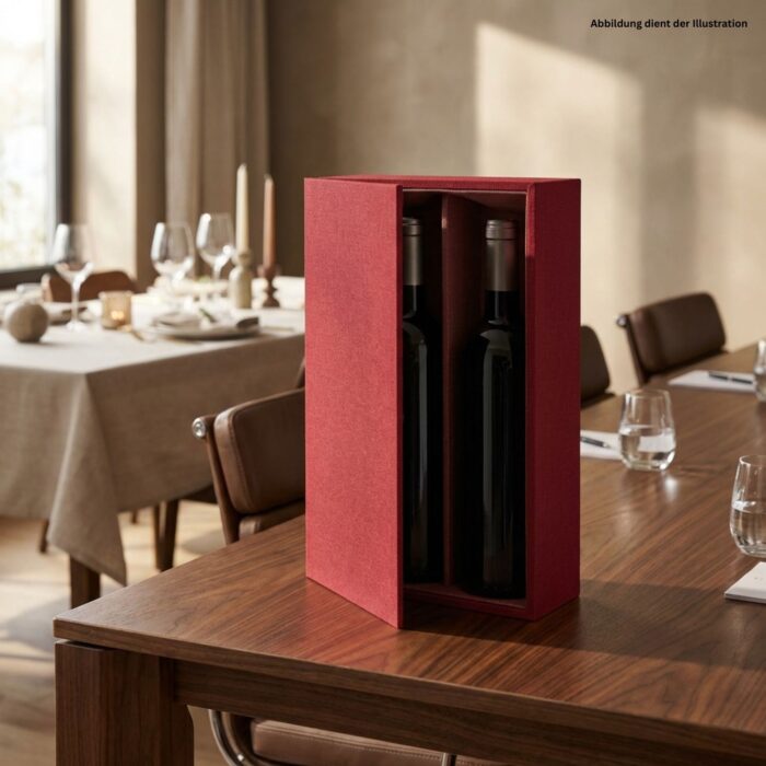 2er Geschenkkarton rot für zwei Weinflaschen