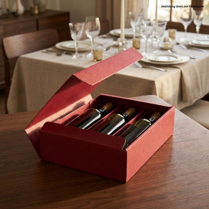 3er Geschenkkarton rot für drei Weinflaschen