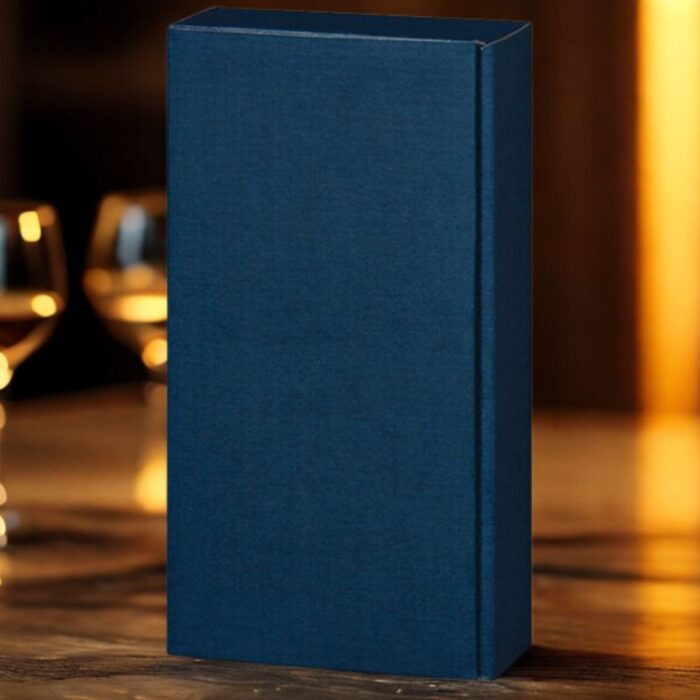 2er Geschenkkarton blau für zwei Weinflaschen